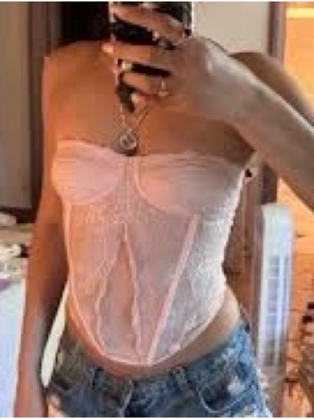 I.AM.GIA Demie Blush Pink Lace Bustier Strapless Corset Top Small S Coquette
